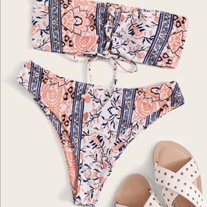 tribal print bandeau swimsuit